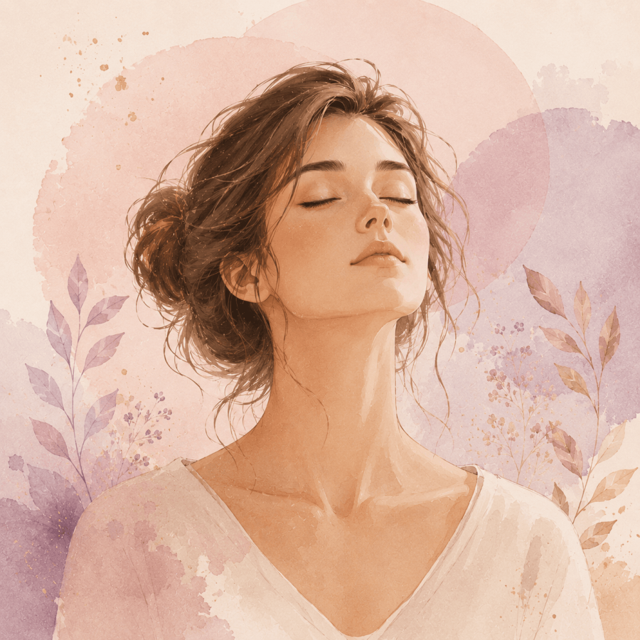 Portrait doux et apaisant en aquarelle
